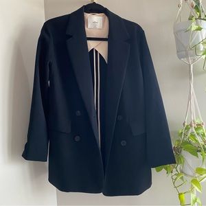 Aritzia Wilfred Black Cherelle Blazer Flowy Japanese Crepe